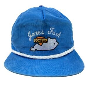 Vintage Consol Trucker Hat Cap Blue Corduroy Made USA Coal Mining Jones Fork VA